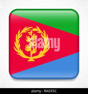 Flag of Eritrea. Square glossy badge Stock Vector