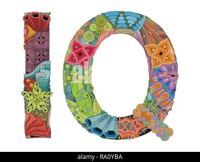 Hand-painted art design. Hand drawn illustration abbreviation IQ for t-shirt and other decoration Stock Vector