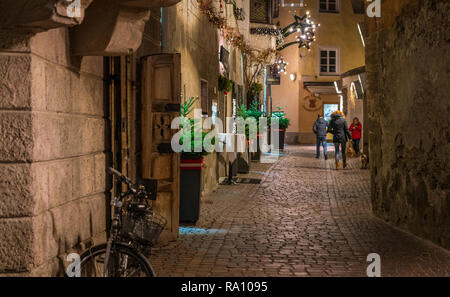 Bressanone during Christmas time in the evening. Trentino Alto Adige, northern Italy. Stock Photo