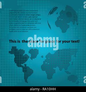 Dotted blank blue world map isolated on white background. World map ...