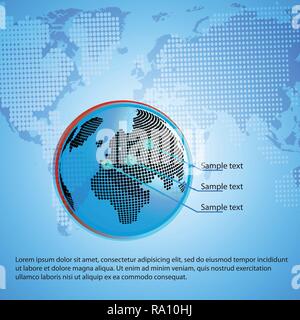 Abstract Multicolored Modern Spotted Business or Global Communications Technology Concept Design Layout with Earth Globe and World Map,Template Vector Stock Vector