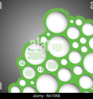 Abstract Green Modern Circular Mosaic Speech Bubble Set, Communication Concept Creative Design - Illustration in Editable Vector Format Stock Vector