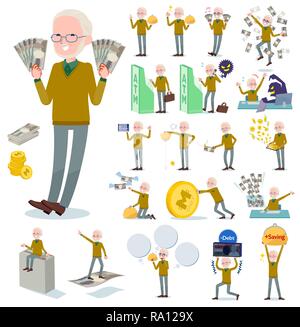 A set of old man with concerning money and economy.There are also actions on success and failure.It's vector art so it's easy to edit. Stock Vector