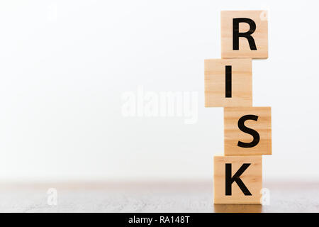 Risk word written on wooden cubes