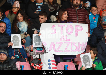 Stadio San Paolo, Naples, Italy. 29th Dec, 2018.  Stadio San Paolo, Naples, Italy. 29th Dec, 2018. Serie A football, Napoli versus Bologna; Napoli fans in defence of Kalidou Koulibaly after he was racially abused in the previous game against Inter Milan Credit: Action Plus Sports/Alamy Live News Stock Photo