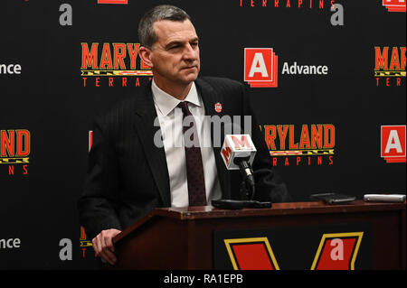 Maryland, USA. 29th Dec, 2018. Maryland Head Coach MARK TURGEON speaks at the press conference following the game held at XFINITY Center in College Park, Maryland. Credit: Amy Sanderson/ZUMA Wire/Alamy Live News Stock Photo