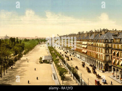 Avenue de la opera (Rue de Rivoli) and Tuileries Garden, Exposition Universal, 1900, Paris, France. Stock Photo