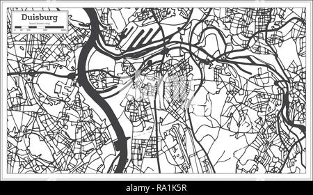 Duisburg Germany City Map in Retro Style. Outline Map. Vector Illustration. Stock Vector