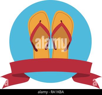 flips flops icon round icon vector illustration graphic design Stock Vector