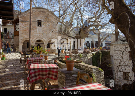View to Makrinitsa village, Greece Stock Photo