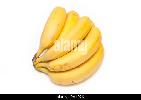 Bunch of yellow bananas isolated on a white studio background. Stock Photo