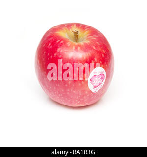 Pink Lady apple isolated on a white studio background. Stock Photo