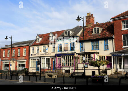 Shops in Dereham town centre, Norfolk, England; UK Stock Photo