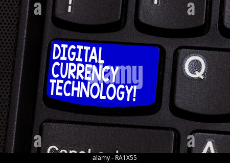 Word writing text Digital Currency Technology. Business concept for currency available in digital or electronic form Keyboard key Intention to create  Stock Photo