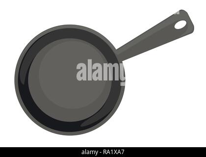 Empty frying pan, top view. Flat vector illustration isolated on white background. Stock Vector