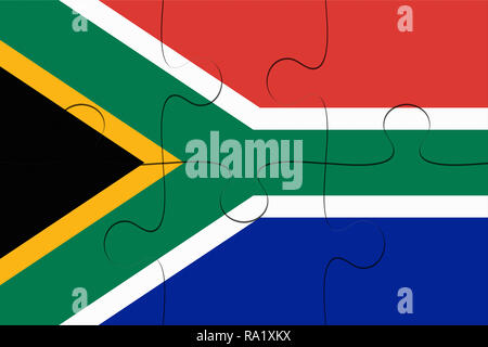 South Africa Flag Jigsaw Puzzle, 3d illustration background Stock Photo