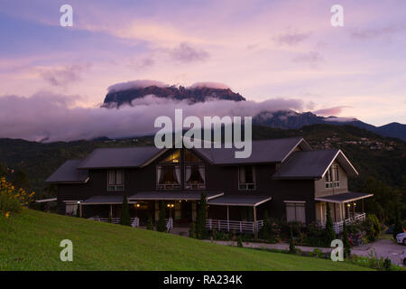 Kundasang,Sabah,Malaysia-December 1,2018: Hunon Ridge Farmstay with Mount Kinabalu,Sabah,Malaysia Stock Photo