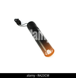 flashlight isolated With orange lights / black torch light on white background Stock Photo