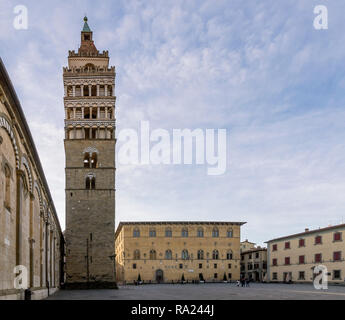 Almost deserted Piazza del Duomo, Pistoia, Tuscany, Italy Stock Photo