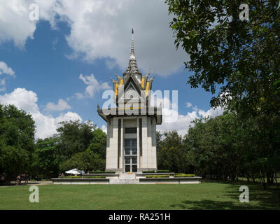 Memorial Stupa at Choeung Ek largest of Khmer Rouge Killing Fields ...