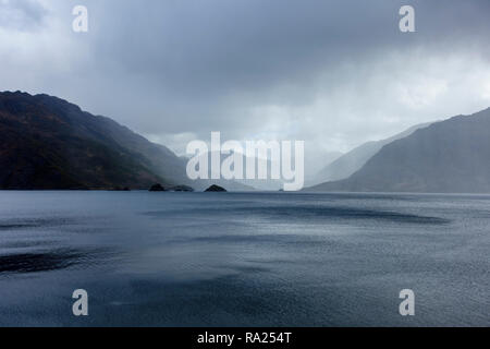 Rain clouds over Loch Hourn, Highlands, Scotland Stock Photo