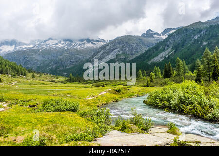 turquoise river on the italian alps Stock Photo