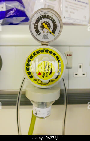Bed head unit in a hospital ward Stock Photo