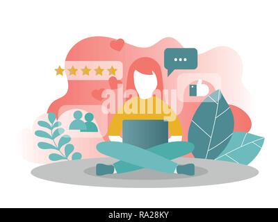 Social Media Concept for web site. Vector illustration in modern colors Stock Vector