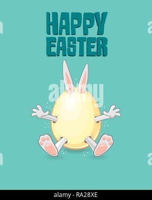 Easter greeting card - Happy Easter bunny get out of egg Stock Vector