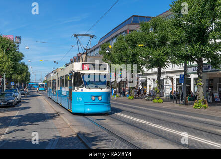 Tram on Östra Hamngatan in the city centre, Gothenburg (Göteborg), Sweden Stock Photo
