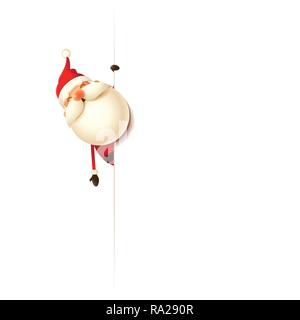 Santa Claus on left side of billboard - isolated white background Stock Vector