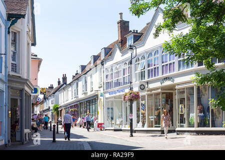 Town centre street, Thoroughfare, Woodbridge, SUffolk, UK Stock Photo ...