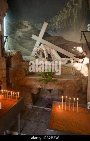 3rd station of the cross, next to the church of Our Lady of the Spasm, Jerusalem Stock Photo