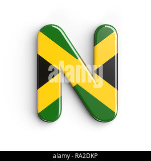 Jamaica letter N - Uppercase 3d Jamaican flag font isolated on white background. This alphabet is perfect for creative illustrations related but not l Stock Photo