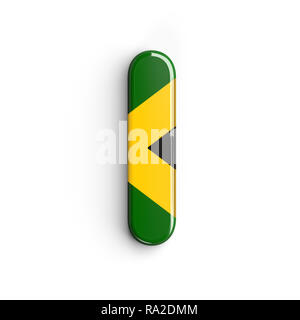 Jamaica letter L - small 3d Jamaican flag font isolated on white background. This alphabet is perfect for creative illustrations related but not limit Stock Photo