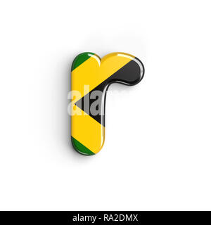 Jamaica letter R - Small 3d Jamaican flag font isolated on white background. This alphabet is perfect for creative illustrations related but not limit Stock Photo