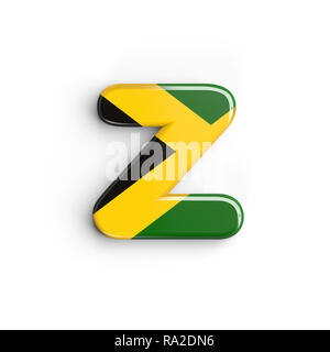 Jamaica letter Z - Lower-case 3d Jamaican flag font isolated on white background. This alphabet is perfect for creative illustrations related but not  Stock Photo