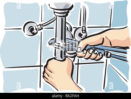Illustration of a plumber to work Stock Vector