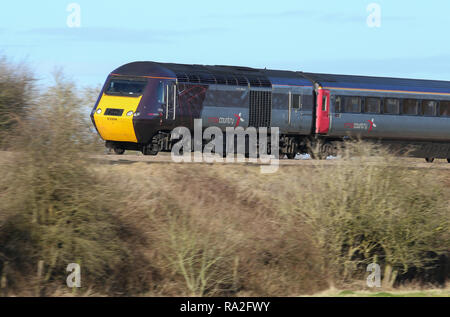Intercity 125 High Speed Train class 43 diesel locomotive, number 43304, travelling through Staffordshire in England.
