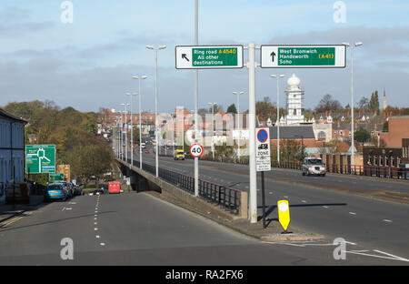 Hockley Flyover and Hockley Circus on the outskirts of Birmingham city centre, West Midlands, UK.  Seen in 2018. Stock Photo