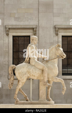 The British Museum, London, UK. A 1st century Roman statue of a youth on horseback, in the Queen Elizabeth II Great Court Stock Photo
