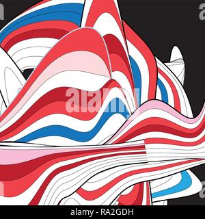 Abstract unusual vector multicolored background with different lines and waves on dark Stock Vector