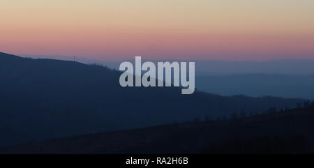 A landscape capture of a winters sunset from Monte Frio, Central Portugal Stock Photo