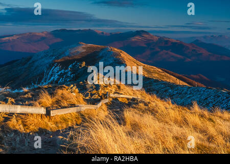 Sunset over Bieszczady Mountains, south east Poland Stock Photo