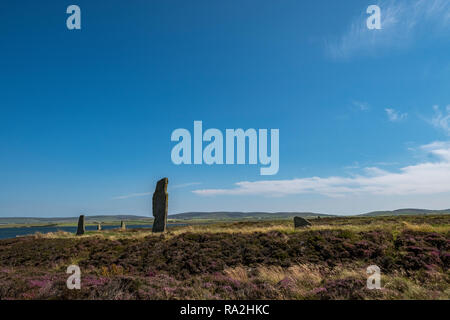The Ring of Brodgar, a Neolithic monument and part of the Orkney Neolithic World Heritage Site in the Orkney Islands of Scotland Stock Photo