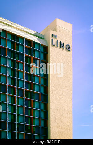 The contemporary design of the modern LINQ Hotel and Casino on the strip in Las Vegas, NV Stock Photo