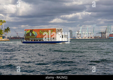 Miami, Florida, United States - October 31, 2018: Advertisement poster on a boat. Stock Photo