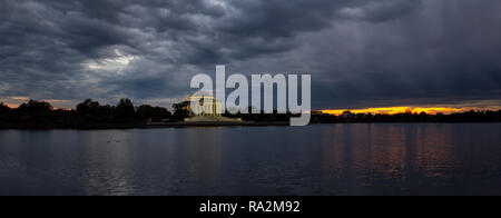 Panoramic view of Thomas Jefferson Memorial during a beautiful cloudy sunset. Taken in Washington, DC, United States. Stock Photo