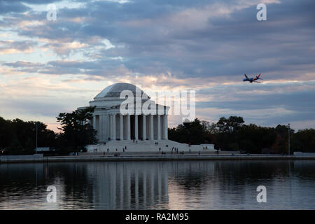 Washington, DC, United States - October 28, 2018: View of Thomas Jefferson Memorial during a beautiful cloudy sunset. Stock Photo