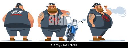 Biker Man character. Vector Stock Vector